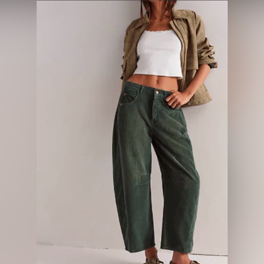 Free People We The Free Good Luck Mid-Rise Cord Barrel Jeans